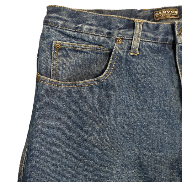 CANYON CREEK 36X30 Fleece Lined Distressed Denim Blue Jeans 36 Waist - Picture 4 of 8